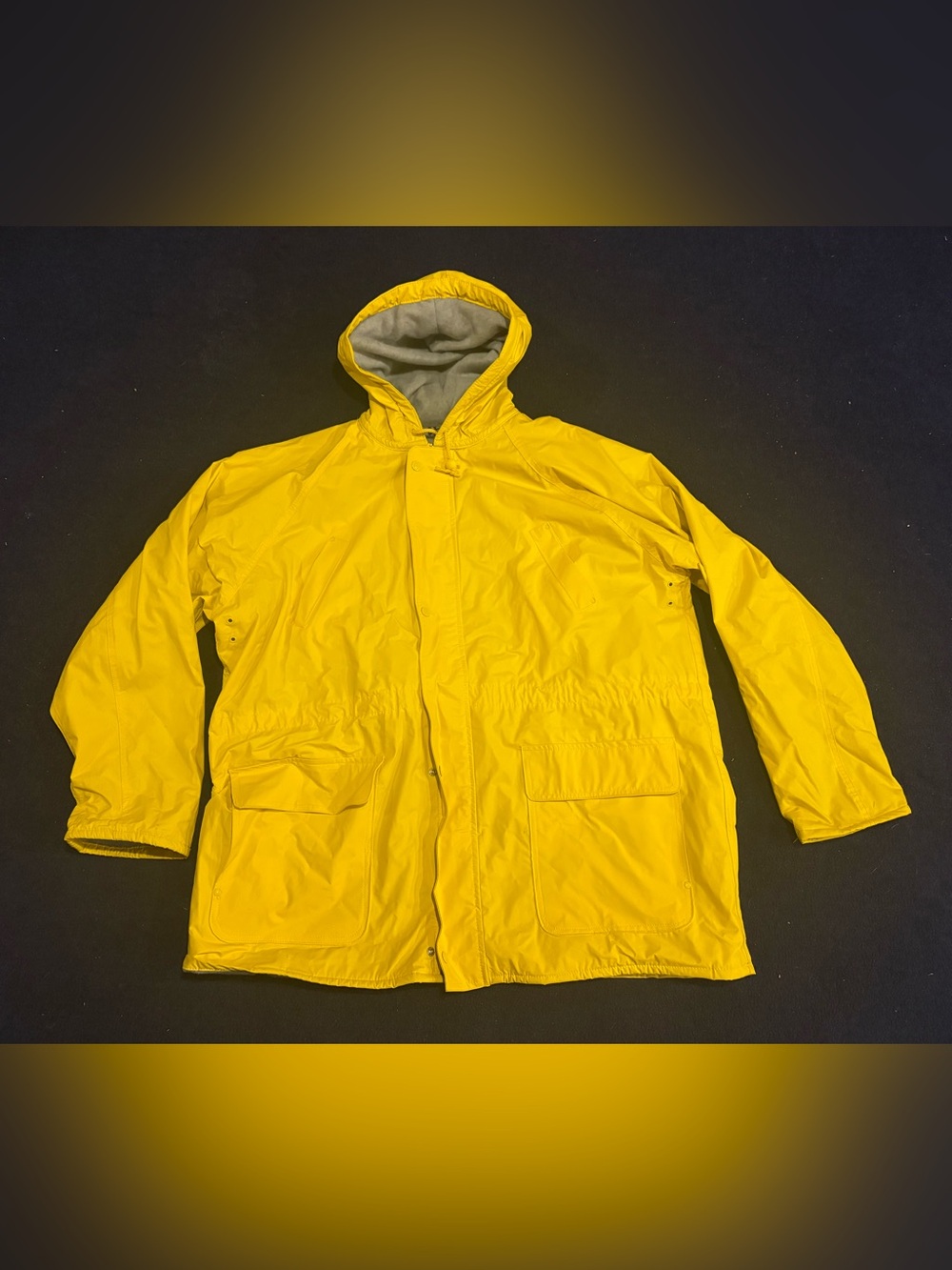 Classic Yellow Totes Fleece Lined Raincoat Men’s Large Jacket Hooded